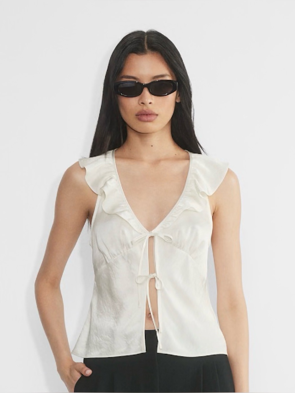 Aritzia Wilfred Tonka Satin Blouse in Light Birch
